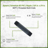 Sch 80 PVC Nipple 3/4 in. x 24 in. MIPT Threaded Both Ends
