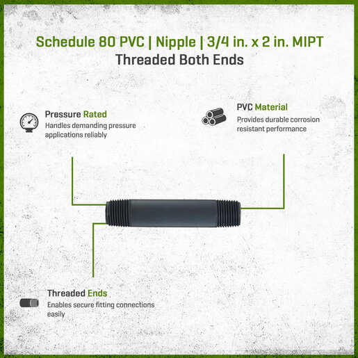 Sch 80 PVC Nipple 1 in. x 4 in. MIPT Threaded Both Ends