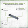 Sch 80 PVC Nipple 3/4 in. x 4 in. MIPT Threaded Both Ends