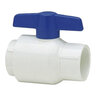 Spears Utility White PVC Ball Valve 1-1/4 in. Socket w/ Blue Handle & EPDM O-Rings