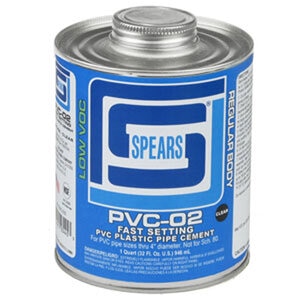 Spears PVC-02 Clear PVC Cement Low VOC Regular Body 1/4 pt.