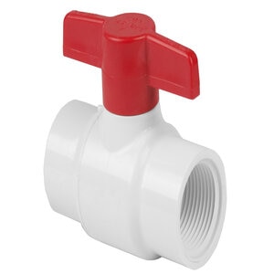 Spears Cold Water White PVC Ball Valve 3/4 in. FIPT w/ Red Handle & EPDM O-Rings