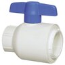 Spears Utility White PVC Ball Valve 1-1/2 in. Socket w/ Blue Handle & EPDM O-Rings