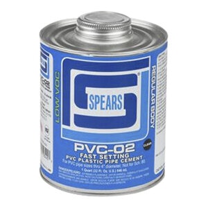 Spears PVC-02 Clear PVC Cement Low VOC Regular Body 1/2 pt.