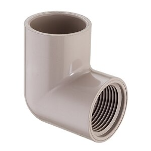 Sch 40 PVC UV Resistant 90 Degree Reducing Elbow 3/4 in. x 1/2 in. Socket x FIPT