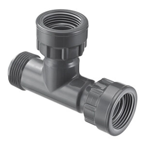 Spears Single Port Manifold Tee 1 in. Swivel x MIPT x Swivel with O-Ring