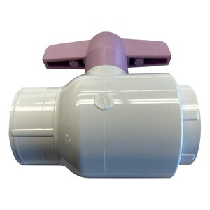 Spears Utility White PVC Ball Valve 1-1/2 in. FIPT w/ Purple Handle & EPDM O-Rings