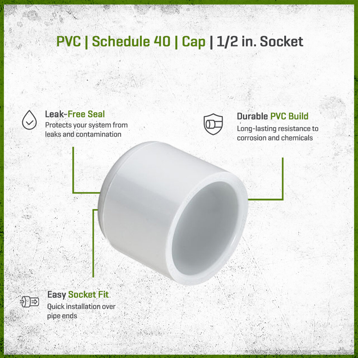 Sch 40 PVC Cap 1/2 in. Socket | SiteOne US