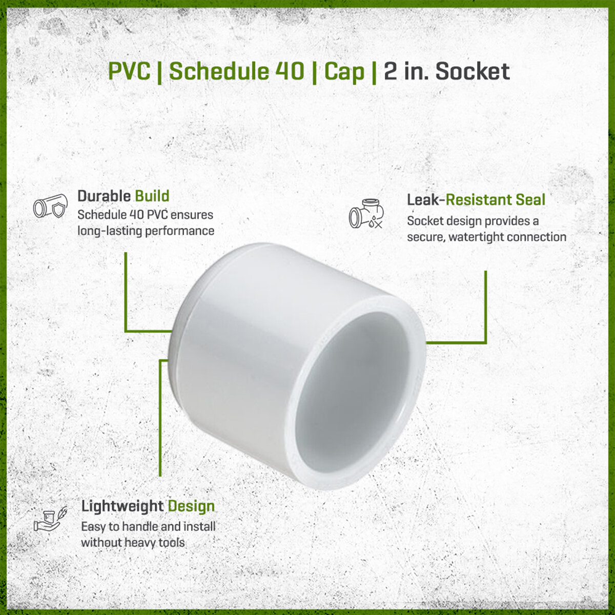 Sch 40 PVC Cap 2 in. Socket | SiteOne US