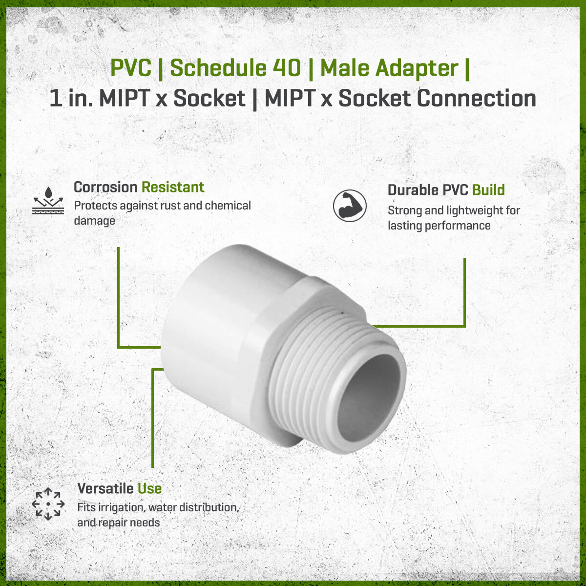 Sch 40 PVC Male Adapter 1 in. MIPT x Socket | SiteOne US