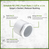 Sch 40 PVC Reducer Bushing Flush Style 1-1/2 in. x 1 in. Spigot x Socket