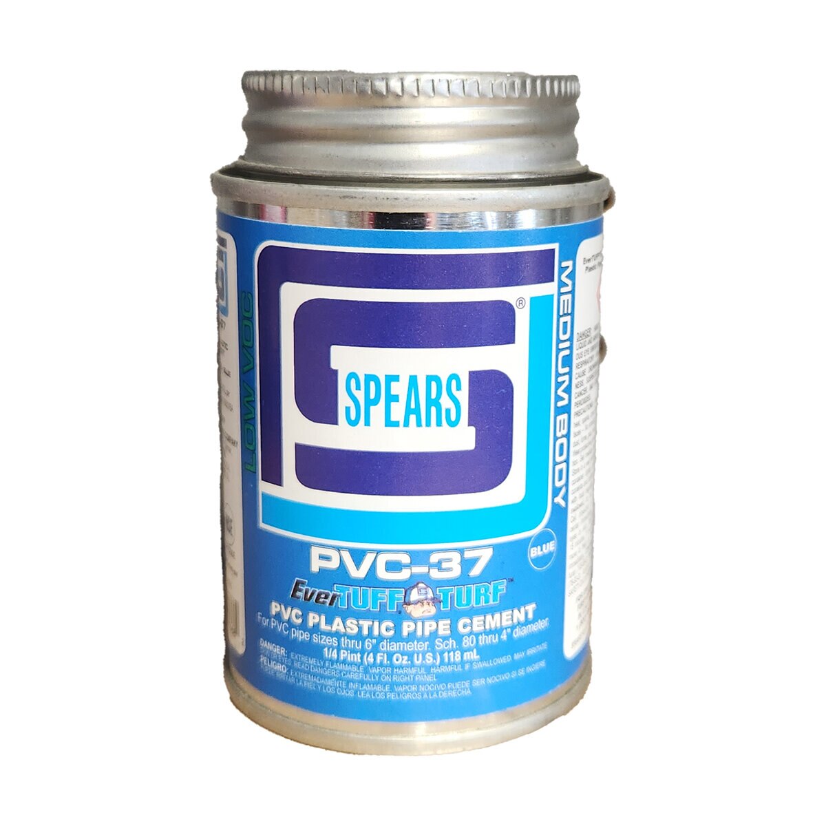 Spears PVC-37 EverTUFF Turf Blue PVC Cement Low VOC Medium Body 1/4 pt ...
