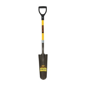 Drain Spade 16 in., 14 Ga., Hollow Back, Front Step, Yellow D-Grip Fiberglass Handle