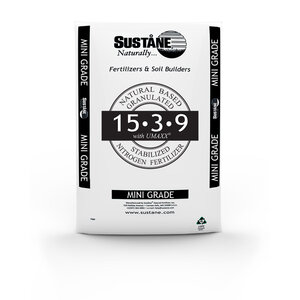 Sustane High N Fairway 15-3-9 Mini UMAXX 2%Fe Organic/Organic-Base Fertilizer 50 lb. Bag