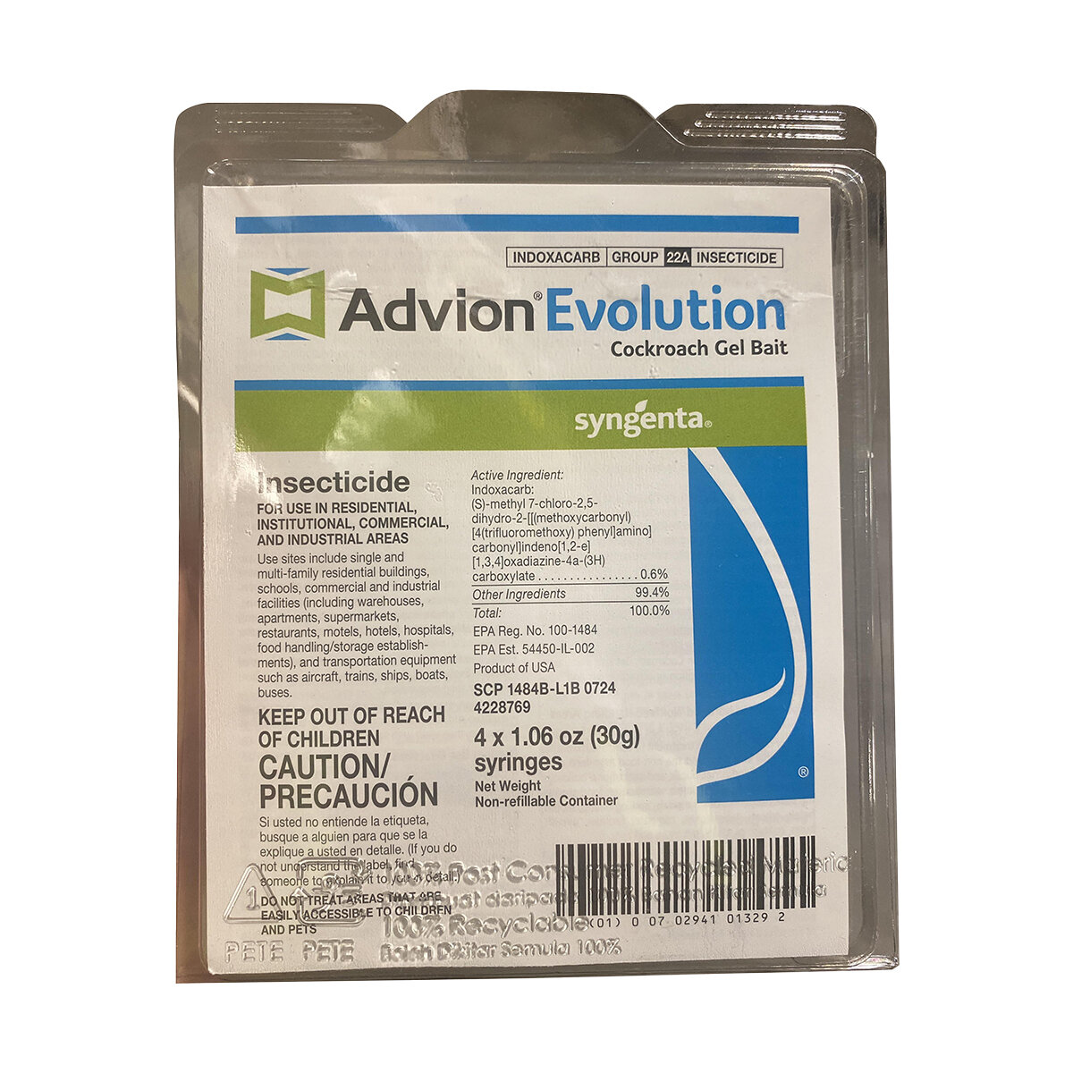 Advion Evolution Cockroach Get Bait 4 x 1.06 oz (30 g) Syringes (Agency ...