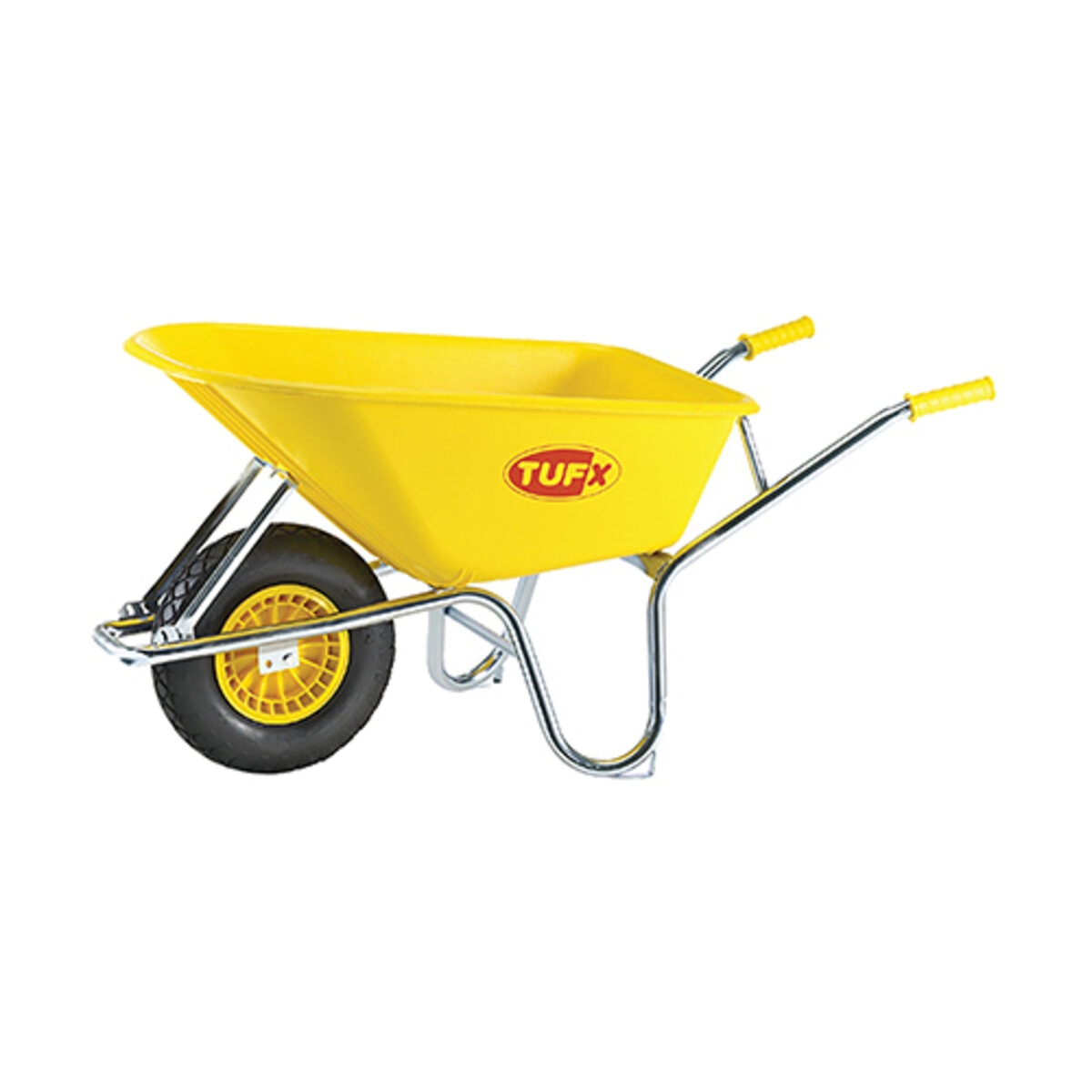 TUFX PE100 6 Cu-Ft Wheelbarrow with Zinc 1-Pc Frame and Pneumatic ...