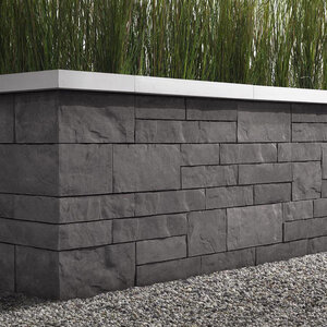 Techo-Bloc Brandon Double-Sided Wall Onyx Black 90 mm 3-9/16 in. x 9-13/16 in. (20.44 sq. ft./pallet)