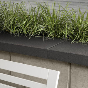 Techo-Bloc Raffinato Wall Cap Double-Sided Smooth Onyx Black 14 in. x 28 in. 90 mm (24 pc./pallet)