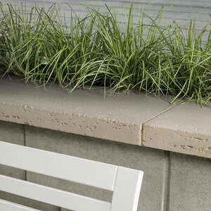 Techo-Bloc Travertina Raw Wall Cap Double-Sided Kleanbloc Ivory 14 in. x 28 in. (24 pc./pallet)