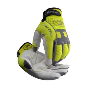 Goatskin Mechanics Gloves Hi-Viz Green Large