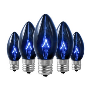 Seasonal Source C9 7W Transparent Blue Triple Dipped Bulb