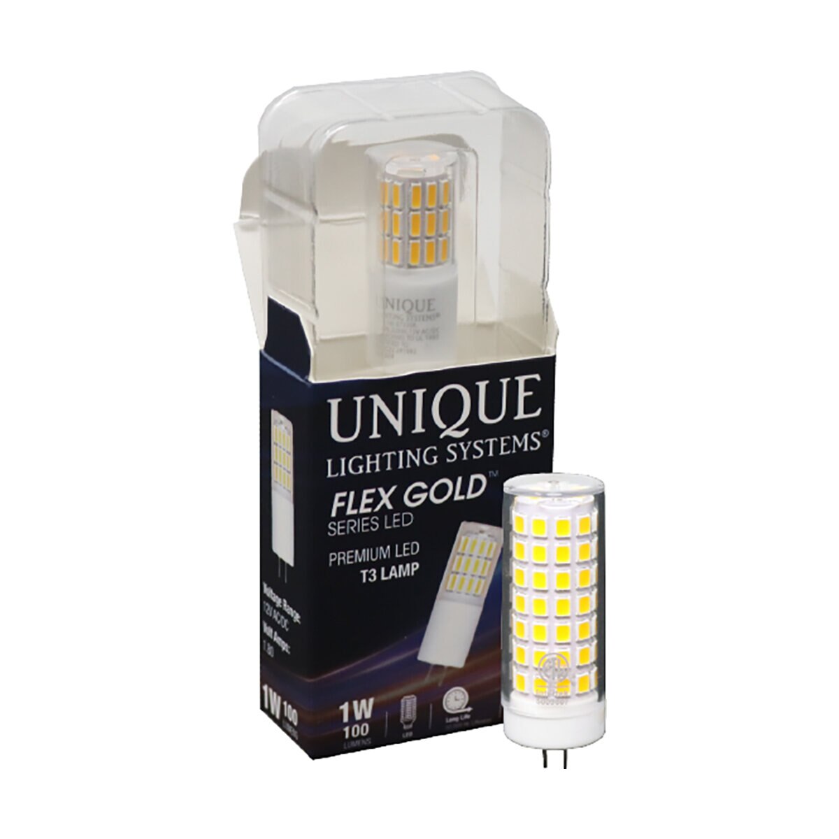 Unique Flex Gold LED T3 Bi-Pin Lamp, 4 Watt, 2700K Warm White, 520 ...