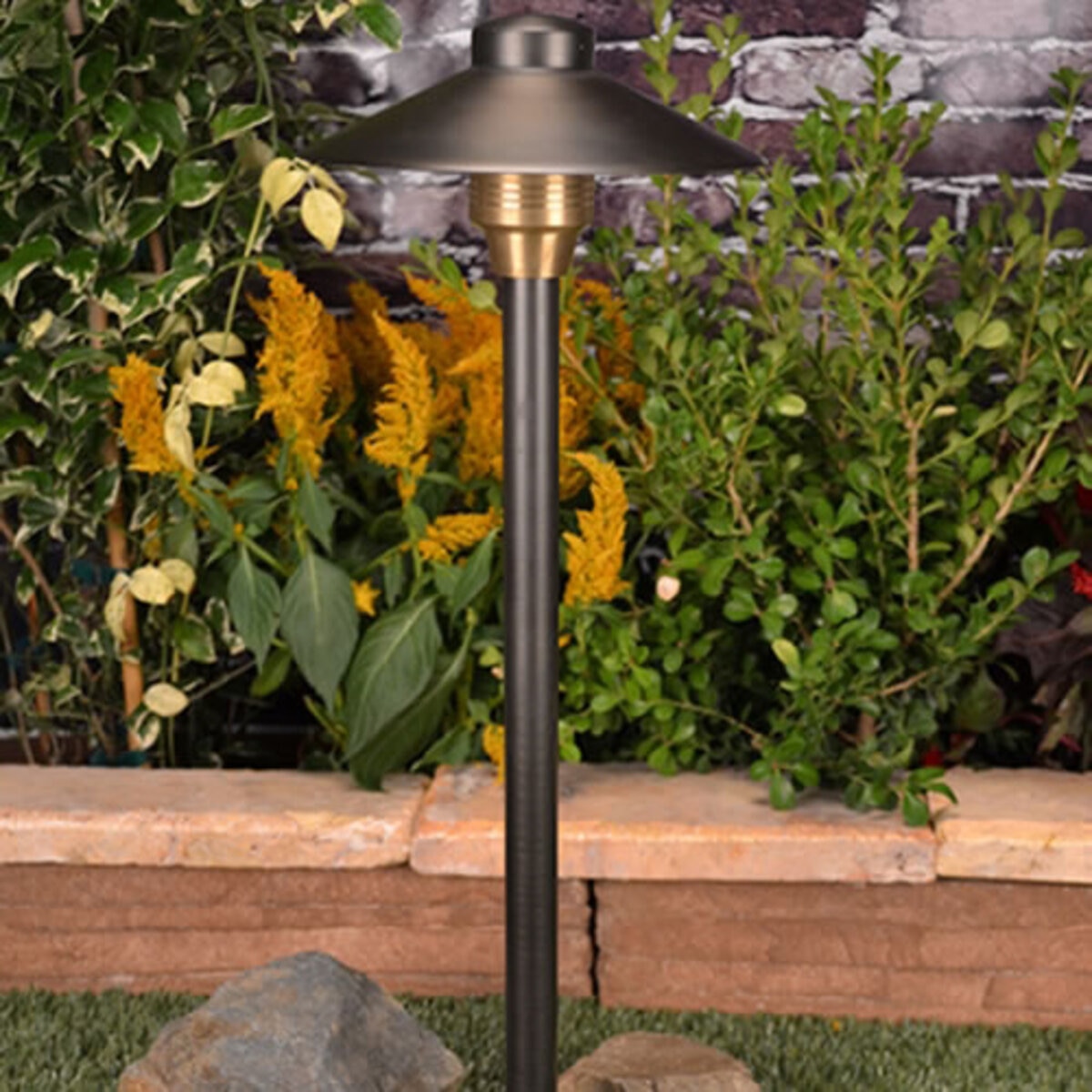 Unique 8 in. Centaurus Path Light 12 in. Riser Brass Housing Weathered ...