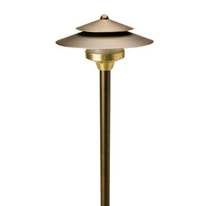 Unique Saturn Path Light 24 in. Riser Brass Housing Weathered Brass Finish No Lamp