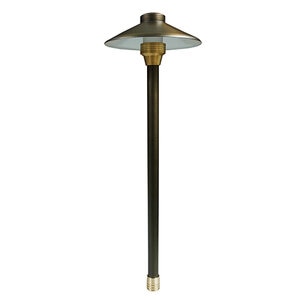 Unique 8 in. Centaurus Path Light 12 in. Riser Brass Housing Weathered Brass Finish 2W 2700K LED