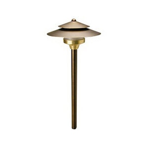 Unique Saturn Path Light 12V Riser Brass Housing Weathered Brass Finish 2W 3000K LED