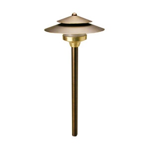Unique Odyssey Series Saturn Brass LED Path & Area Light 25 ft. Lead Wire with 360 Degree Beam Angle and Large Stabilizer Mounting Stake, CRI 82