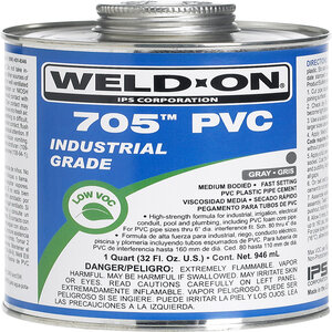 Weld-On 705 Gray PVC Cement Low VOC Medium Body 1 qt.