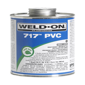 Weld-On 717 Gray PVC Cement Low VOC Medium Body 1 pt.