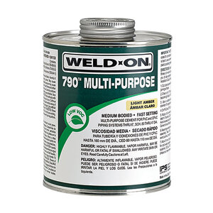Weld-On 790 Light Amber Multi-Purpose Cement Low VOC Medium Body 1/2 pt.