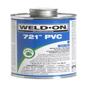 Weld-On 721 Blue PVC Cement Low VOC Medium Body 1/4 pt.