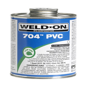 Weld-On 704 Clear PVC Cement Low VOC Medium Body 1 qt.