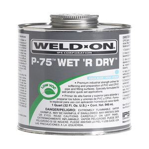 Weld-On P-75 Wet 'R Dry Aqua Blue Primer Low VOC NSF 1 pt.