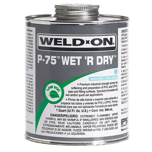 Weld-On P-75 Wet 'R Dry Aqua Blue Primer Low VOC NSF 1/2 pt.