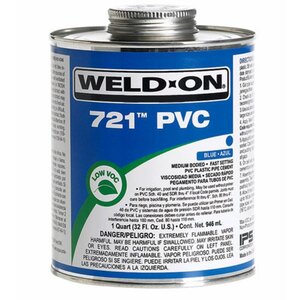 Weld-On 721ECO Aqua Blue PVC Cement Ultra Low VOC Medium Body 1 qt.