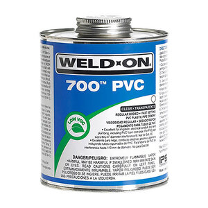 Weld-On 700 Clear PVC Cement Low VOC Regular Body 1/2 pt.