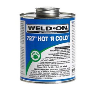 Weld-On 727 Hot 'R Cold Clear PVC Cement Low VOC Medium Body 1 qt.
