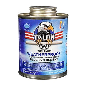 Whitlam Weatherproof Wet/Dry PVC Cement Blue Medium Body Low VOC 1/2 pt.