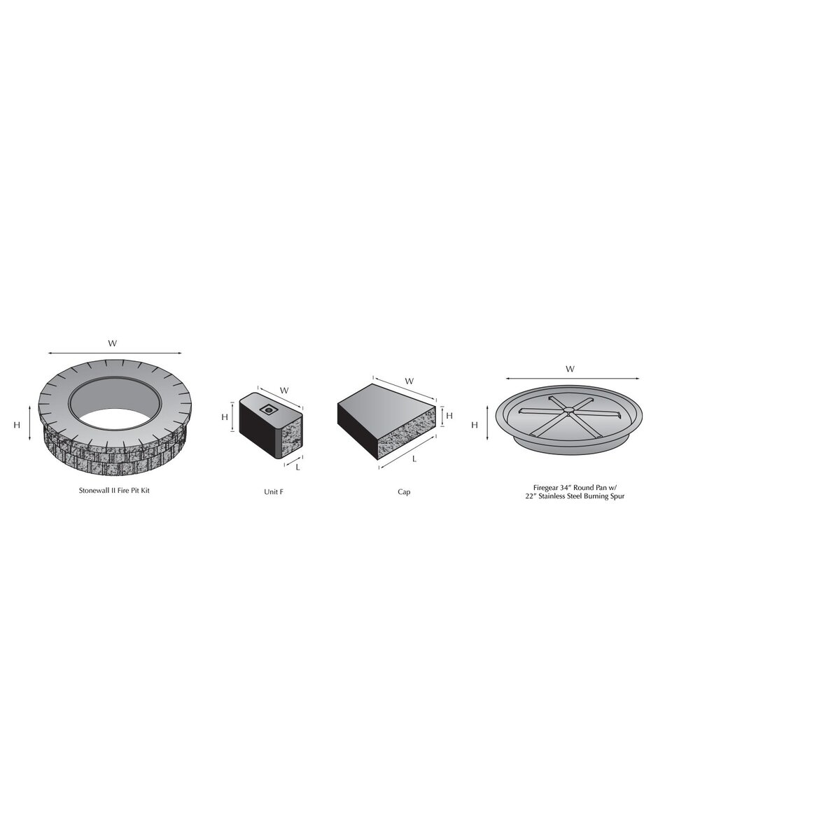 Basalite Stonewall II Fire Pit Kit 3 pc. Positano 21 in SiteOne