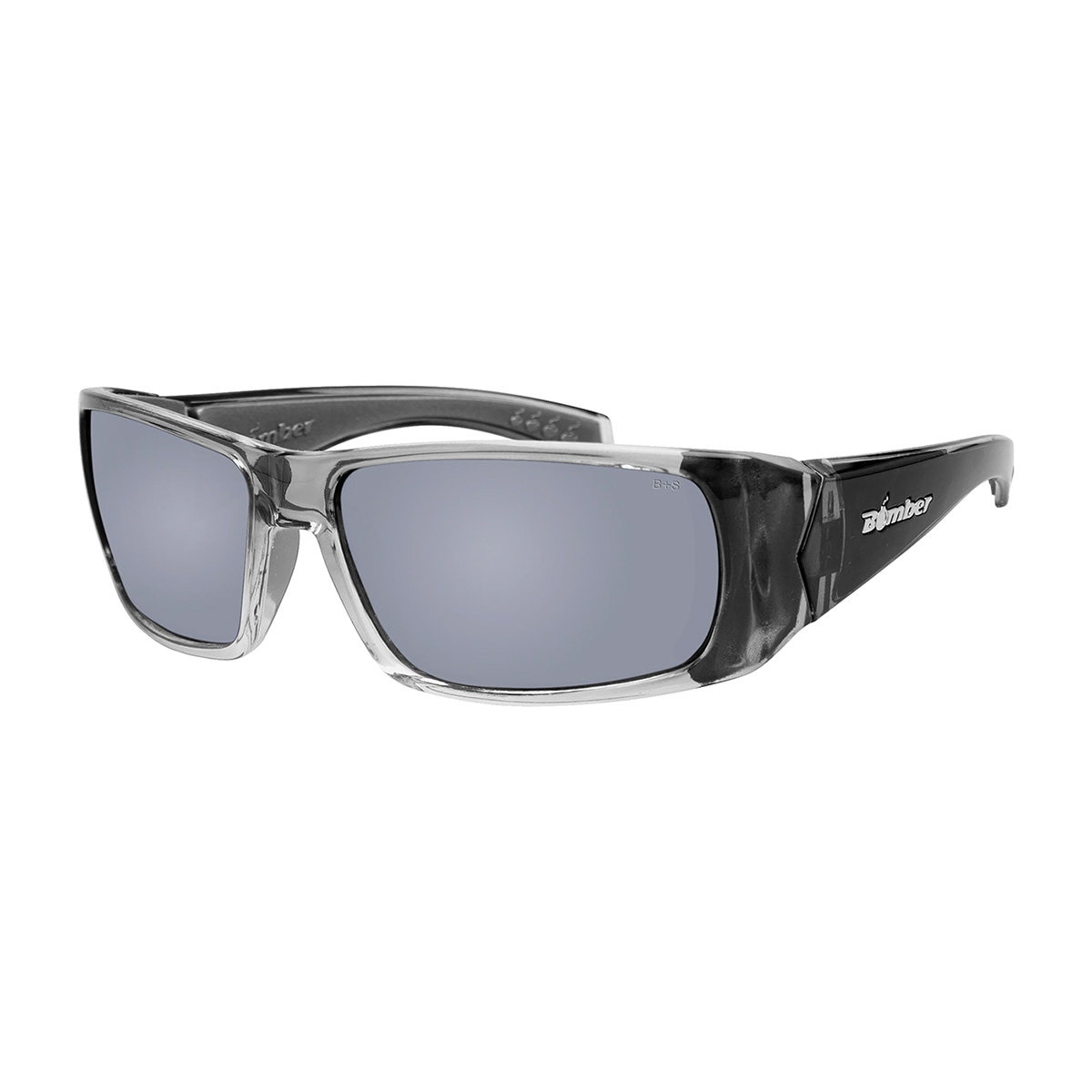 Bomber Safety Glasses 2Tone Crystal Smoke Frame Silver SiteOne