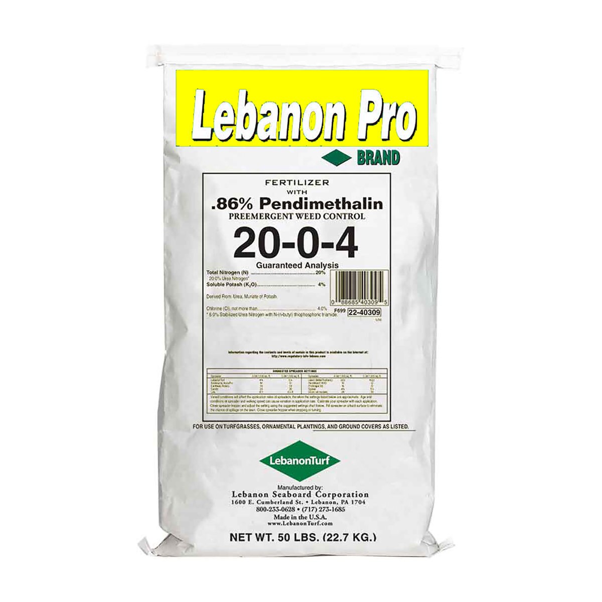 Lebanon Pro PreEmergent Fertilizer Pendimethalin 0.86 SiteOne