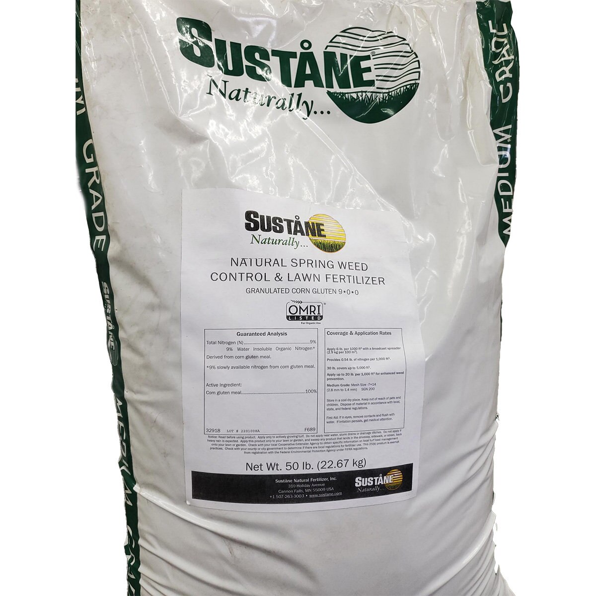 Sustane Corn Gluten Meal Herbicide OMRI 900 50 lb. SiteOne