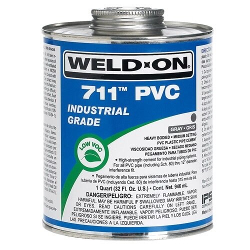 WeldOn 711 Gray PVC Cement Low VOC Heavy Body 1 gal. Pipe Cements