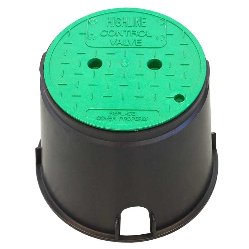 Highline Valve Box Round 10 in. Black Box/Green Lid Ove SiteOne
