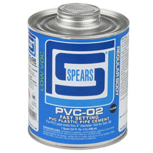 Spears PVC02 Clear PVC Cement Low VOC Regular Body 1/4 SiteOne