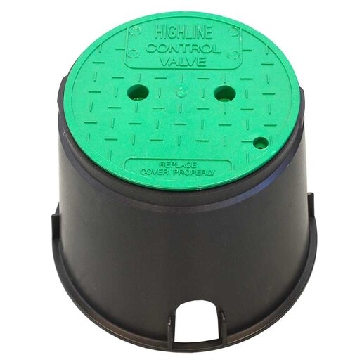 Highline Valve Box Round 10 in. Black Box/Green Lid Overlapping CV